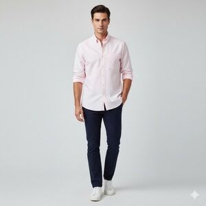 Proper Cloth‎ Mens Pink Button Down Long Sleeve Dress Shirt Cotton XL